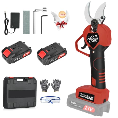 Forbici Potatura Elettriche-40Mm Cesoie Potatura Elettriche Professionali Con 2 21V/2000 Mah Batteria-Forbici A Batteria Da Potatura Per Potatura Per