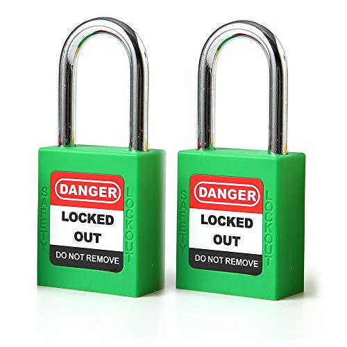 Pofet 2Pcs 38Mm / 1.5 Pollici Lockout Tagout Locks, Lucchetto Di Sicurezza, Plastica Verde