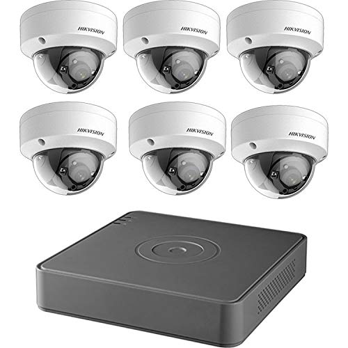 Hikvision Ds-7208Huhi-K1 Ds-2Ce56H1T-Itm - Sistema Di Sicurezza Cctv Da 5 Mp, 4 K, 8 Canali, 2 Tb, H.265+, Hik 5 Mp, 2,8 Mm, 6 Telecamere Per Esterni