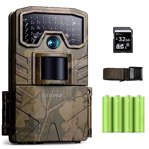 Ceyomur Fototrappola 4K Hd, Fotocamera Caccia Con Ir Visione Notturna, Timer E Design Impermeabile Ip66 Con Scheda Sd Da 32Gb E Batterie Per La Caccia