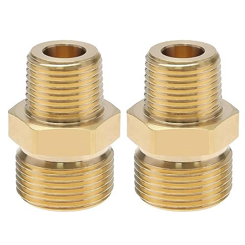 Yinettech 2 Pz Accoppiatore Per Idropulitrice In Ottone Da 3/8 Pollici Npt Maschio A M22 Adattatore Maschio Da 14 Mm Raccordo 4500 Psi Filettatura Est