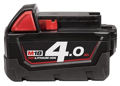 Milwaukee M18B4 - Batteria Agli Ioni Di Litio 4,0 Ah, Colore: Rosso