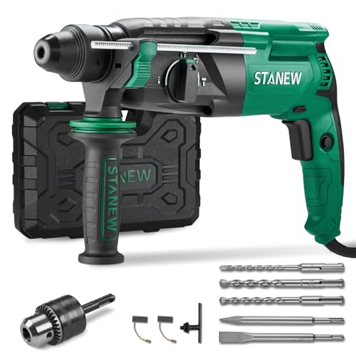 Stanew Martello Perforatore Sds Plus 950W, Martillo Ligero 0-1150Giri/Min/5100Bpm,4 Funzioni E Frizione Di Sicurezza, Impugnatura Girevole A 360°, Vel