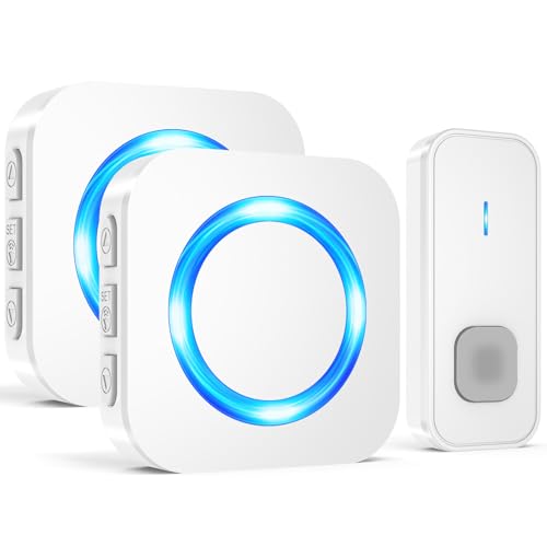 Surfou Campanello Senza Fili, Doorbell Frontale Impermeabile A Batteria Con Portata Di 400 M, Campanello Wireless Con 2 Ricevitori Da Interno Indicato
