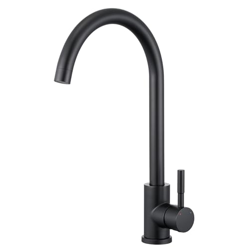 Bonade Rubinetto Da Cucina Nero, Rubinetto Da Cucina In Acciaio Inox, Girevole A 360°, Miscelatore Da Cucina, Ad Alta Pressione Con Beccuccio Alto, Ad