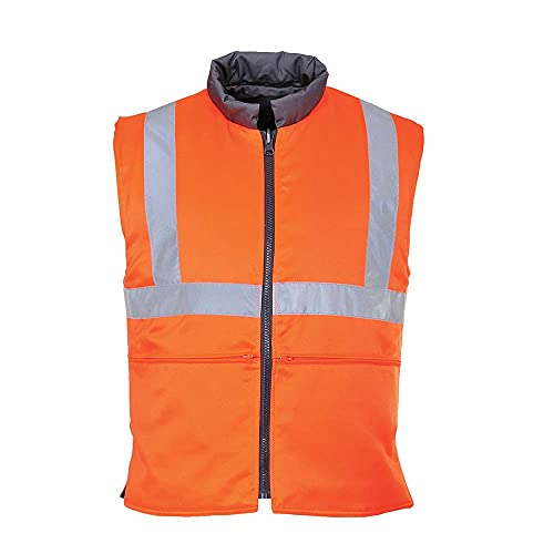 Portwest Rt44Orrm Bodywarmer Smanicato Reversibile Go/Rt Ad Alta Visibilità, Arancione/Grigio, M