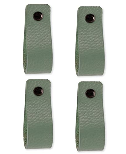 Brute Strength - Maniglie In Pelle Per Mobili - Verde Pallido - 4 Pezzi - 16,5 X 2,5 Cm - Maniglia Per Mobili, Maniglia Per Porte Per Cucina, Bagno, A