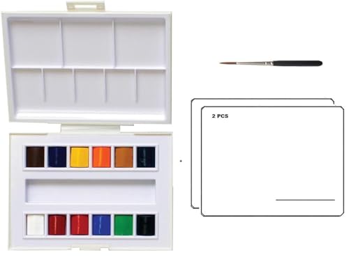 Sennelier Plastic Watercolor Paint Box,Made In France Avec 2 Cartes Postales
