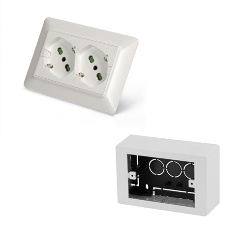 Fanton 42100-27S Kit Multipresa Universale Da Incasso Opera/Mtx Doppia Presa Bipasso Schuko 2P+T 16A Precablata Per Scatola A 3 Moduli + Scatola Da Pa