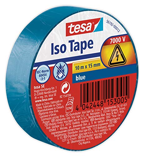 Tesa 56192-00011-02 Nastro Isolante, Blu, 10M X 15 Mm