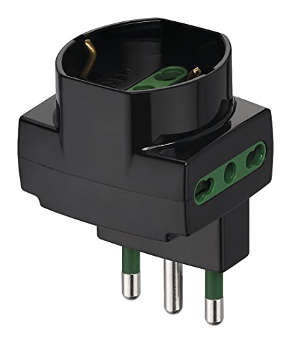 Vimar Ri.00314 Adattatore Multiplo Sicury 250 V~ Sfalsato Verticale, Nero