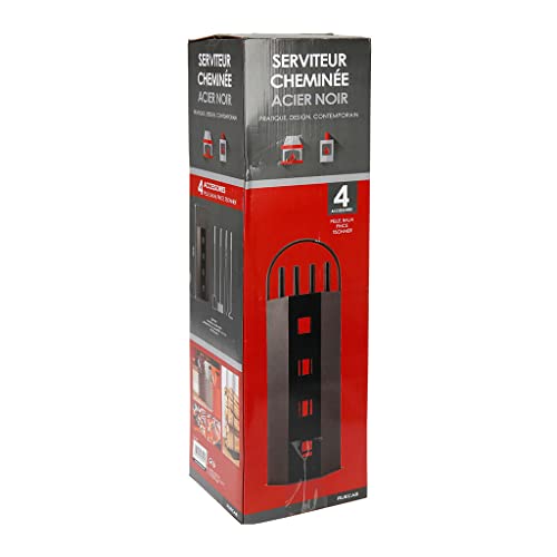 Ruecab - Servo Camino, Servitore In Legno Camino - Supporto + 4 Accessori: Pala, Pozzetto, Scopa E Pinza - Peso: 2,5 Kg - Altezza: 65,5 Cm - Ideale Pe