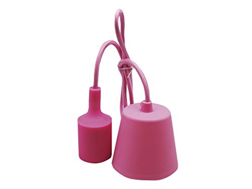 Portalampada In Silicone Rosa Con Cavo E Vaso Da 1 M Per Lampadina E27. Dona Stile E Colore Al Tuo Spazio, Ideale Per Un'Illuminazione Decorativa E Fu