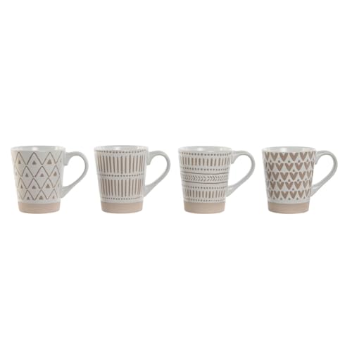 Mug Set 4 Gres 9X7X10,6 360Ml Mate Blanco