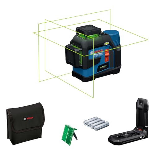 Bosch Professional Livella Laser A Linee Gll 12V-100-33 Cg (3 Linee Laser Verdi A 360°, Raggio D'Azione Di 100 M (Raggio), Levelling Remote, Ip 65, Lb
