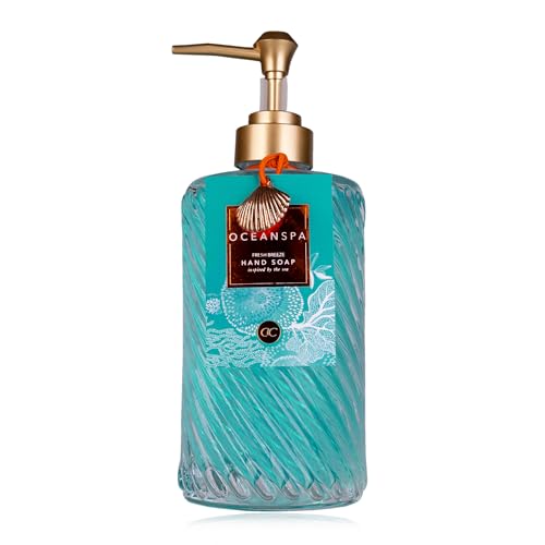 Accentra Dispenser Di Sapone Ocean Spa Con Sapone Per Le Mani, Sapone Liquido In Dispenser Decorativo In Vetro, 420 Ml, Profumo: Fresh Breeze – Ricari