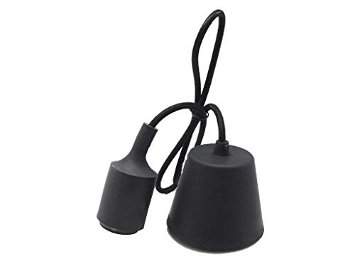 Portalampada E27 In Silicone Nero, Con Cavo Da 1 M E Floron. Ideale Per Dare Un Tocco Moderno Ed Elegante A Qualsiasi Spazio, Combinando Funzionalità