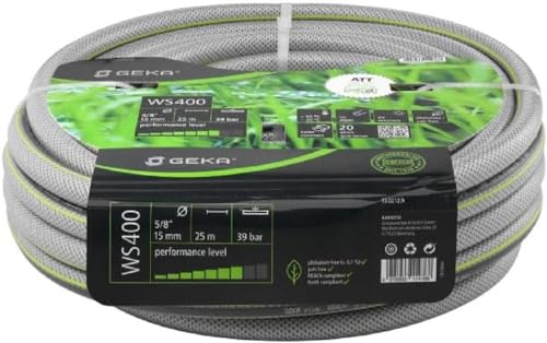 Geka Plus Tubo Dell'Acqua Ws400, Misura Tubo 5/8", Lunghezza Tubo 25 M, Struttura A 5 Strati, Tubo Da Giardino, 13.0212.9