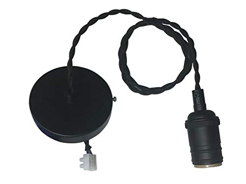 Kit Portalampada E Fioretto, Composto Da Un Cavo In Tessuto Da 1 Metro Di Colore Nero E Attacco E27, Ideale Per Creare Un'Illuminazione Personalizzata