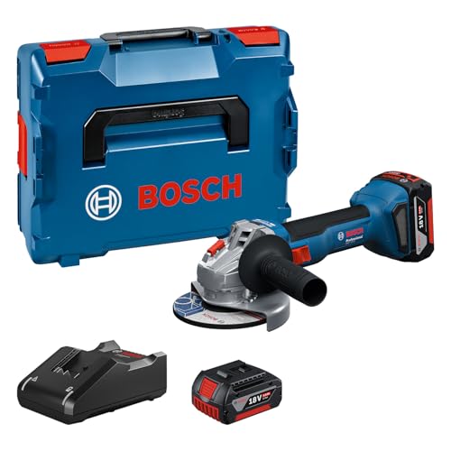 Bosch Professional 18V System Smerigliatrice Angolare A Batteria Gws 18V-8 (Diametro Disco 125 Mm, Incl. 2X Gba 4.0Ah, Caricabatteria Gal 18V-40, L-Bo