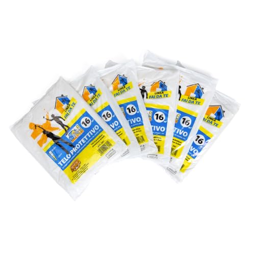 Pennellificio 2000 | Set 6 Teli Copritutto In Plastica, Teli Protettivi, Antigoccia, Protegge Da Macchie Di Pittura, Sporco, Umido, Misura: 4 X 4 Metr