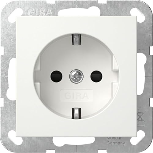 Gira 445327 - Presa Elettrica Shutter Con Sistema Di Protezione Contro Il Contatto Elevato, 55, Bianco Puro, Opaco