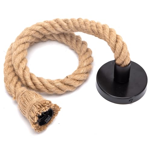 Portalampada Semplice A Corda Di Canapa E27, 2 X 0,75 Mm², 1 M, Colore Naturale