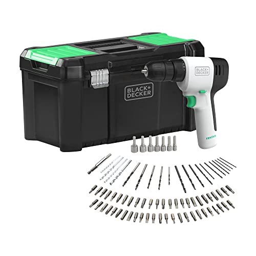 Black+Decker Reviva Revdd12C Trapano Avvitatore A Batteria 12V Con 80 Accessori E Cassetta Portautensili 19"