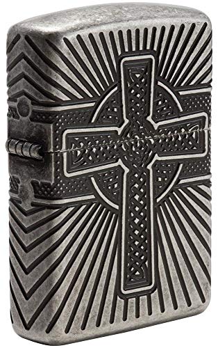 Zippo Accendino Antivento, In Metallo, Argento Anticato, Regolare