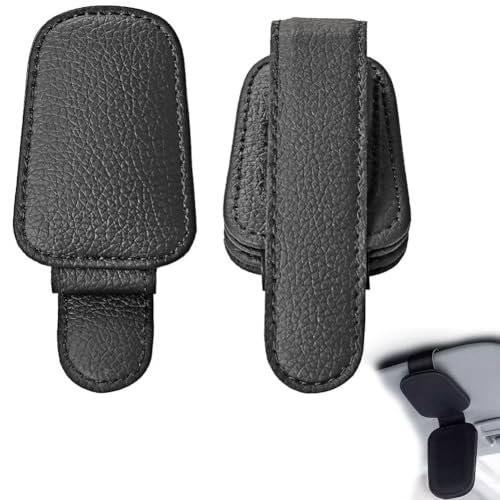 Lddykzy Portaocchiali Auto 2 Pezzi Pelle Pu Magnetica Occhiali Da Sole Staffa Visiera Parasole Porta Occhiali Da Auto Universale Per Occhiali Bigliett