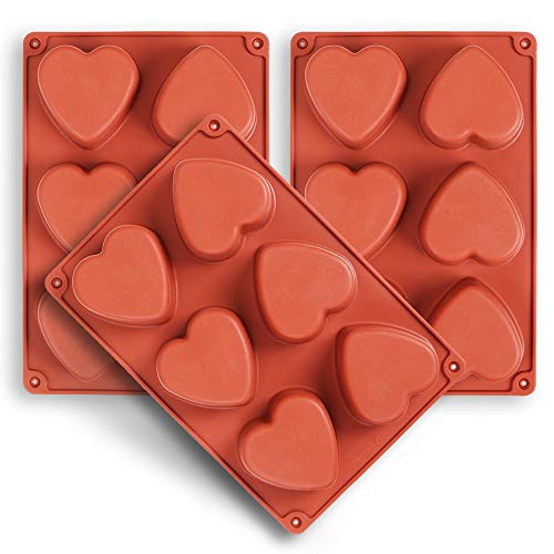 Homedge Moule En Silicone Coeur À 6 Cavités, 3 Paquets De Moules En Forme De Coeur Pour La Fabrication De Savon Artisanal, Chocolat, Bougies De Savon
