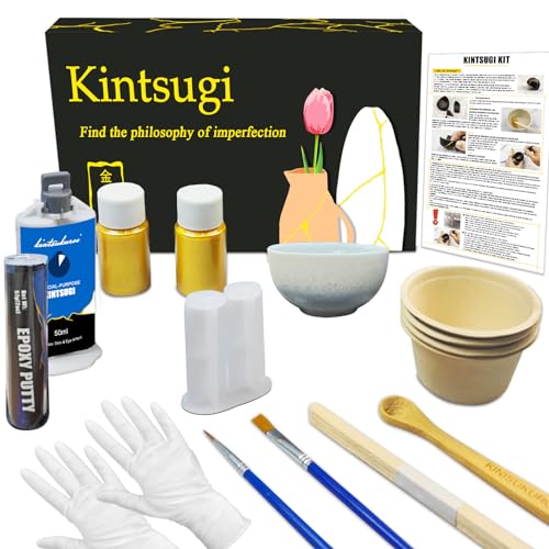 Kintsugi Kit - Kit Per Kintsugi Di Riparazione Oro Per Riparare La Tua Ceramica Cherish Con Polvere D'Oro, Colla E Stucco Epossidico, Perfetto Per Kin