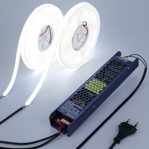 Benlun Striscia Led Diffusa 24V 10 Metri (5 Metri X 2), 6000K Bianco Freddo Strisce Led Esterno Impermeabile, Luci Led Adesiva 24W/M Con Alimentatore