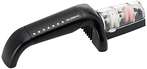 Affilacoltelli Global Nero Con 2 Mole Affilatrici In Ceramica, Fine E Grosso