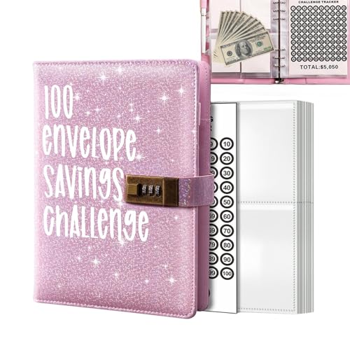 Fransande 100 Envelope Saving Challenge, Risparmio Per Pianificatori Di Budget A6, Raccoglitore Di Budget, Risparmio Con Metodo Di Copertura, Rilegatu