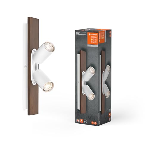 Ledvance Decor Spot Mercury, 2 X 3,4W, 460Lm, Aspetto Legno, Bianco, Faretto, Teste Orientabili, Versatile, Faretto Per Interni, Lampade Led Sostituib