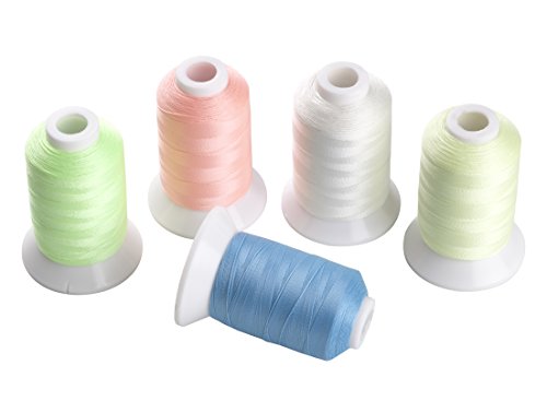 Simthread 5 Bobine Di Filo Fosforescente 500M - Per Brother, Babylock, Janome, Singer, Kenmore Ricamo Macchina