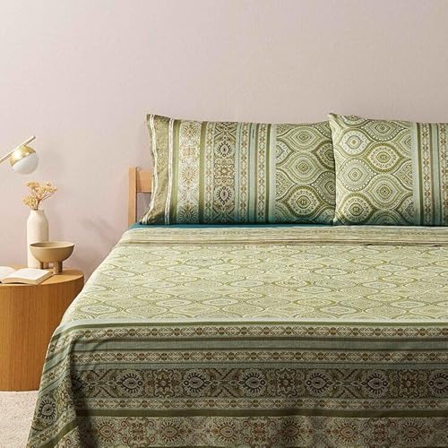 Bassetti Granfoulard Completo Letto Matrimoniale, Lenzuola Puro Percalle Di Cotone, Lenzuolo Sopra Con Balza Copriletto, Sotto Con Angoli Maxi E 2 Fed