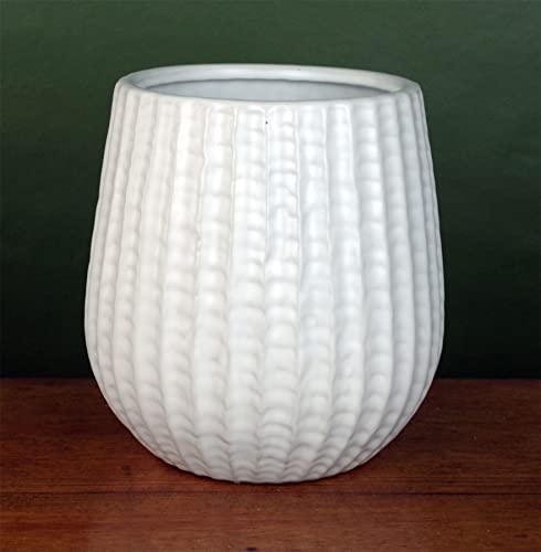 Leaf Fioriere Da Interno In Cachepot, Vaso In Ceramica Bianca, 16 Cm