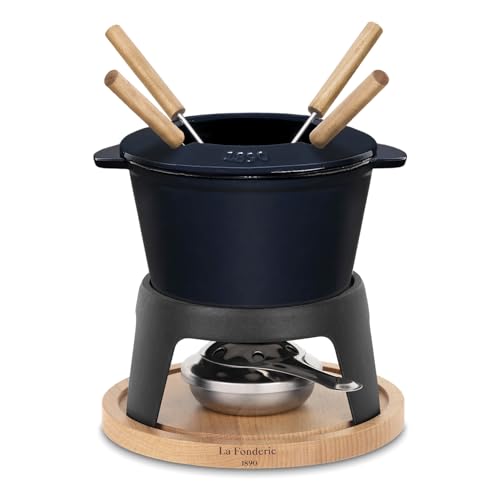 La Fonderie 1890 Set Da Fonduta Mont D'Arbois, Ghisa Smaltata, Blu, Standard