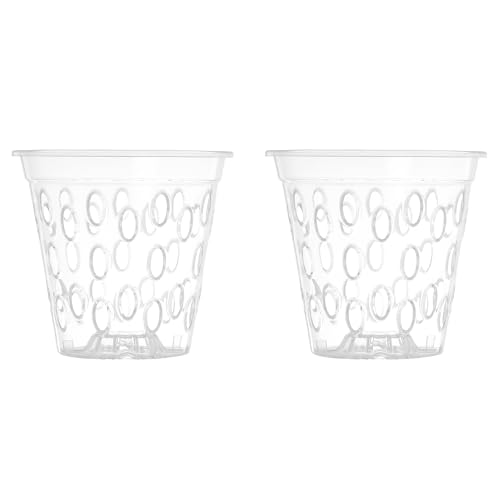 Kalapanta 2 Vasi Microforati Trasparenti Per Orchidee, Ø 14 Cm Con Fondo Rialzato, Ideale Come Porta Vaso Per Piante Da Interno, Innovativo Design Mad