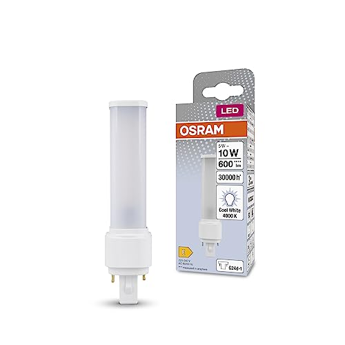 Osram Dulux Led D10 Em, G24D-1, 5W, 600Lm, 4000K, Colore Della Luce Bianco Freddo, Testa Girevole Per Luce Direzionale, Sostituzione Led Per Lampade F