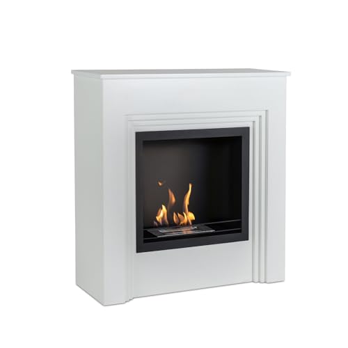 Stones Home Furniture, Caminetto A Bioetanolo Da Parete, Senza Fumo, Bruciatore In Acciaio Da 1,5 L, Durata Fiamma 3 Ore, Modello Family, Colore Bianc