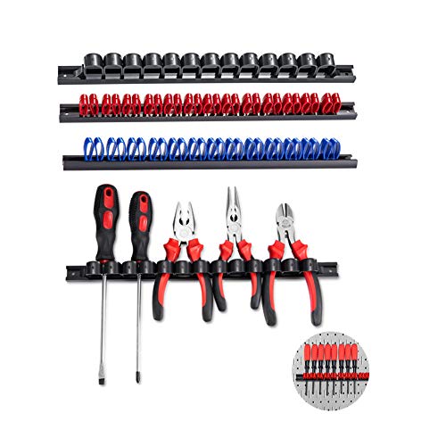 3-H Soporte Destornilladores, Supporto Portautensili, Organizador De Destornilladores Pannello Porta Utensili Da Parete,Lunghezza 347 Mm(2 Nero 1 Blu