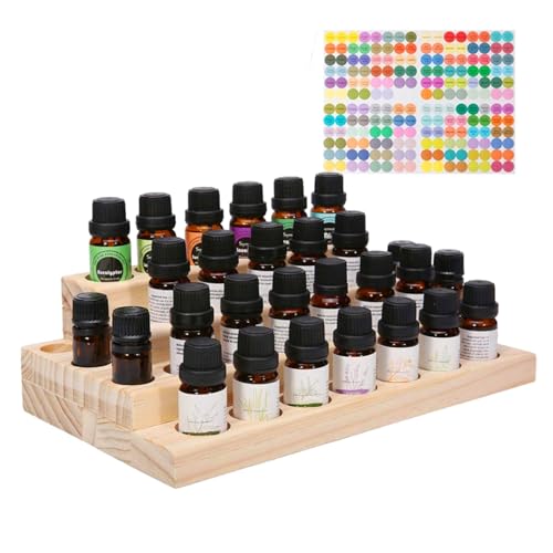 Brilliantday Espositore Oli Essenziali Legno Con 30 Griglie Aromaterapia Fragranza Olio Essenziale Di Trasporto Della Scatola Per Viaggi E Presentazio