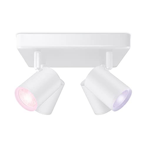 Wiz Faretto Smart Led Imageo Wifi, Base Quadrata, Luce Bianca O Colorata Dimmerabile, Gu10, 4 X 5W, Bianco, Tecnologia Spacesense, Controllo Vocale (A