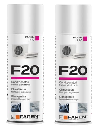 Faren F20, Igienizzante Spray Per Climatizzatori Di Casa E Auto, Gradevolmente Profumato A Base Alcolica, 2Pz X 400Ml