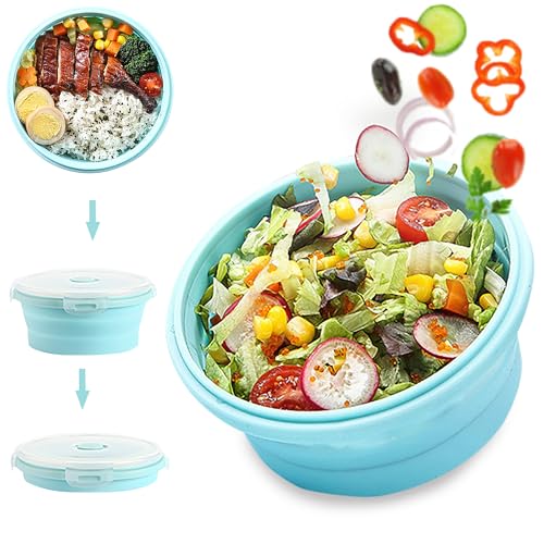 Wdec 1200 Ml Ciotola Pieghevole In Silicone Con Coperchio, Insalatiere Campeggio Viaggio Ciotola Portatile Per Alimenti Per Cucina Escursionismo All'A