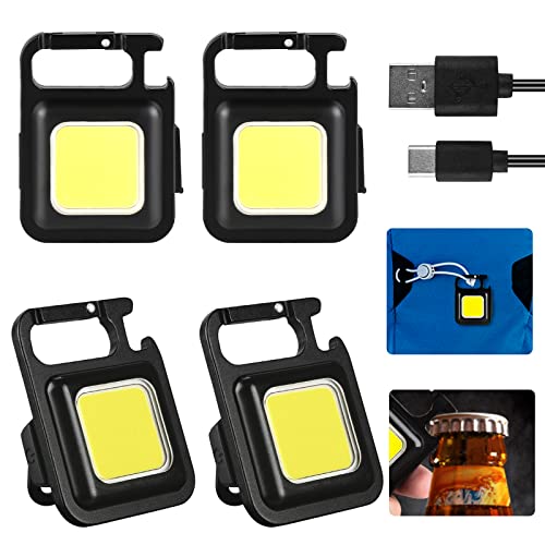 Cob Keychain Work Light Portatile: Nizirioo 4 Pezzi Mini Lampada Lavoro Led Ricaricabile Usb, Work Light Impermeabile, Luci Di Ispezione Con Funzione 