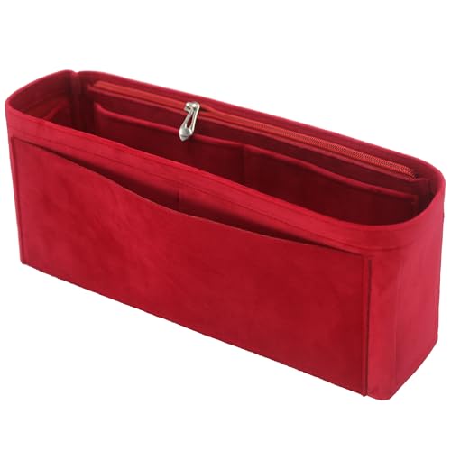 Purse Organizer Insert, Suede Bag Organizer Handbag Tote Shaper, Suede Material, Soft And Non Damaging Bag (Red,Large)